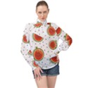 Seamless-background-pattern-with-watermelon-slices High Neck Long Sleeve Chiffon Top View1