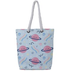 Cute Planet Space Seamless Pattern Background Full Print Rope Handle Tote (small) by BangZart