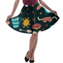 Seamless pattern with breakfast symbols morning coffee A-line Skater Skirt View1
