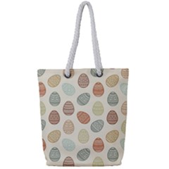 Seamless Pattern Colorful Easter Egg Flat Icons Painted Traditional Style Full Print Rope Handle Tote (small)