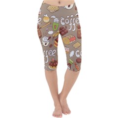 Vector Seamless Pattern With Doodle Coffee Equipment Lightweight Velour Cropped Yoga Leggings