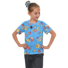 Hand Drawn Seamless Pattern Summer Time Kids  Mesh Piece Tee