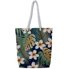Seamless Pattern With Tropical Flowers Leaves Exotic Background Full Print Rope Handle Tote (small) by BangZart