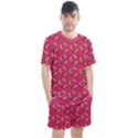 Clown Ghost Pattern Pink Men s Mesh Tee and Shorts Set View1