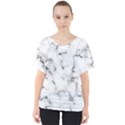 White faux marble texture  V-Neck Dolman Drape Top View1