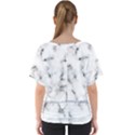 White faux marble texture  V-Neck Dolman Drape Top View2