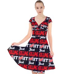 Just Killing It - Silly Toilet Stool Rocket Man Cap Sleeve Front Wrap Midi Dress