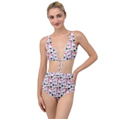 Adorable Seamless Cat Head Pattern01 Tied Up Two Piece Swimsuit