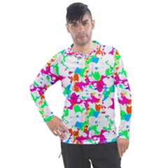 Bright Multicolored Abstract Print Men s Pique Long Sleeve Tee