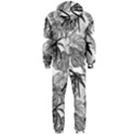 Black and white leafs pattern, tropical jungle, nature themed Hooded Jumpsuit (Men)  View2