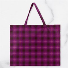Dark Purple, Violet Tartan, Buffalo Plaid Like Pattern Zipper Large Tote Bag