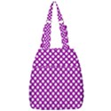 White and purple, polka dots, retro, vintage dotted pattern Center Zip Backpack View1