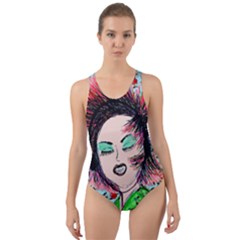 Headphones Girl W Cherries Cut-out Back One Piece Swimsuit