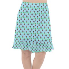 Headphones Girl Aqua Fishtail Chiffon Skirt