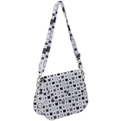 Kitten Head Paw Footprint Seamless Pattern 1 Saddle Handbag