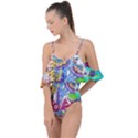 Mountain Abstract Drape Piece Swimsuit View1