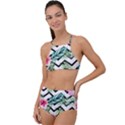 Tropical Zig Zag Pattern High Waist Tankini Set View1