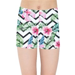 Tropical Zig Zag Pattern Kids  Sports Shorts