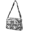 Stylized Botanical Motif Black And White Print Front Pocket Crossbody Bag View1