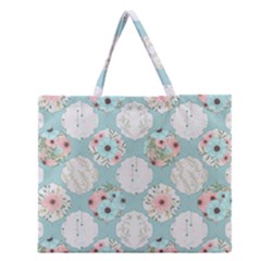 Floral Work Zipper Large Tote Bag by designsbymallika