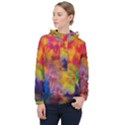 Colorful watercolors texture                                                    Women Hooded Front Pocket Windbreaker View1