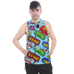 Comic Bubbles Seamless Pattern Men s Sleeveless Hoodie