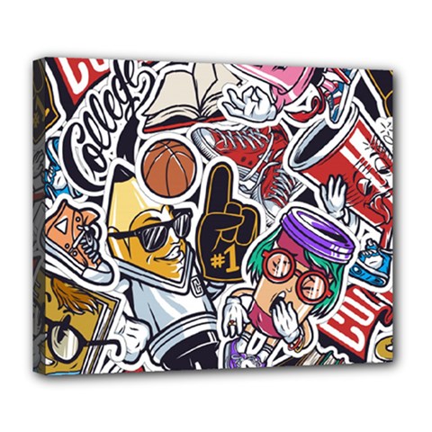 Vintage College Colorful Seamless Pattern Deluxe Canvas 24  X 20  (stretched)