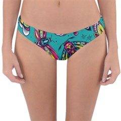 Vintage Colorful Insects Seamless Pattern Reversible Hipster Bikini Bottoms