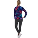 Background With Violet Blue Tropical Leaves Women s Long Sleeve Raglan Tee View2
