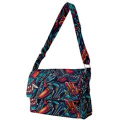 Vintage Tattoos Colorful Seamless Pattern Full Print Messenger Bag (l) by Amaryn4rt