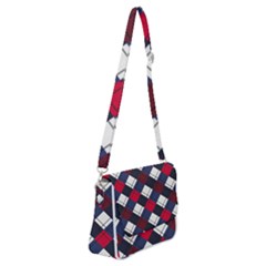 Checks Pattern Blue Red Shoulder Bag With Back Zipper by designsbymallika