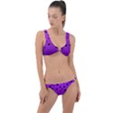 Two tone purple with black strings and ovals, dots. Geometric pattern Ring Detail Crop Bikini Set View1