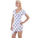 Vintage Car Motif Prin Pattern 2001 Short Sleeve Asymmetric Mini Dress View1