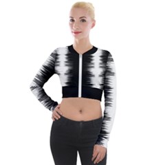 Black And White Noise, Sound Equalizer Pattern Long Sleeve Cropped Velvet Jacket