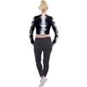 Black and white noise, sound equalizer pattern Long Sleeve Cropped Velvet Jacket View2