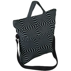 Geometric Pattern, Army Green And Black Lines, Regular Theme Fold Over Handle Tote Bag by Casemiro