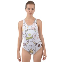 Cute-baby-animals-seamless-pattern Cut-out Back One Piece Swimsuit