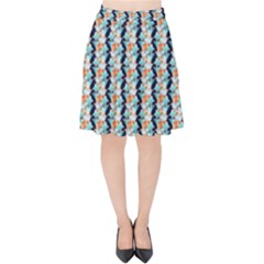 Geometry Colors Velvet High Waist Skirt