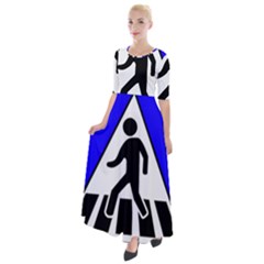 Cross Crossing Crosswalk Line Walk Half Sleeves Maxi Dress