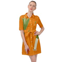 Leek Green Onion Belted Shirt Dress by Alisyart