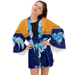 Fish Water Fisherman Long Sleeve Kimono