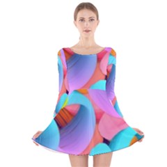 3d Color Swings Long Sleeve Velvet Skater Dress by Sparkle