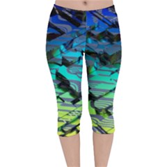 Digital Abstract Velvet Capri Leggings 