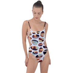 Gems Tie Strap One Piece Swimsuit