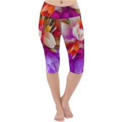 Poppy Flower Lightweight Velour Cropped Yoga Leggings