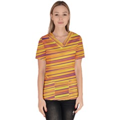 Orange Strips Women s V-neck Scrub Top