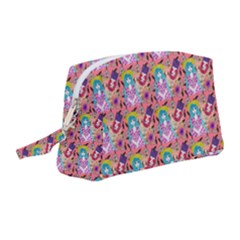 Blue Haired Girl Pattern Pink Wristlet Pouch Bag (medium) by snowwhitegirl