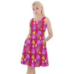 Girl With Hood Cape Heart Lemon Pattern Pink Knee Length Skater Dress With Pockets by snowwhitegirl