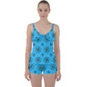 Blue repeat pattern Tie Front Two Piece Tankini View1