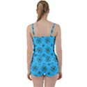 Blue repeat pattern Tie Front Two Piece Tankini View2